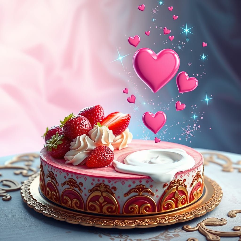 Whimsical Strawberry Cheesecake in Enchanted Fantasy World