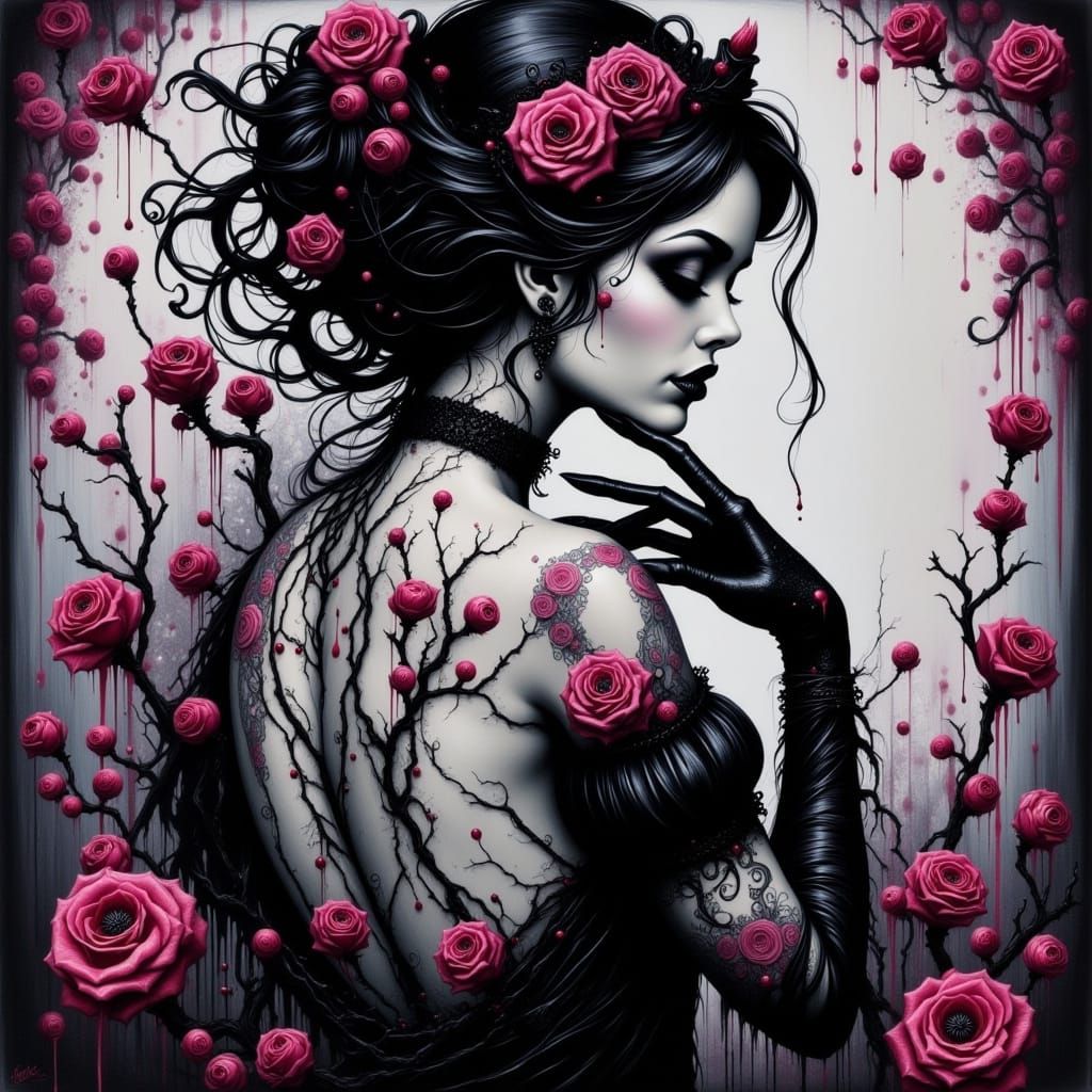 Ethereal Goth Snow White with Twisted Disney Tattoo Art