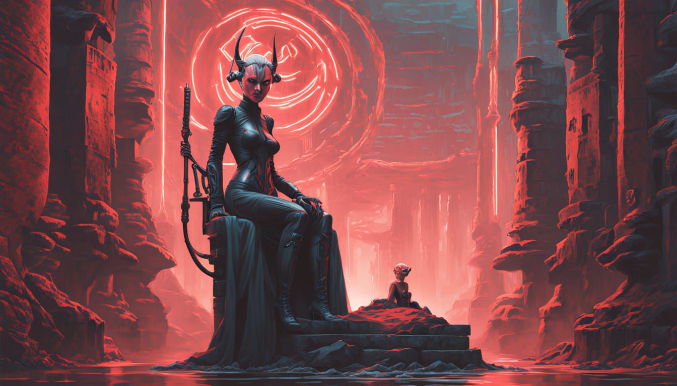 Darth Talon in Sith Throne Room: Sci-Fi Art