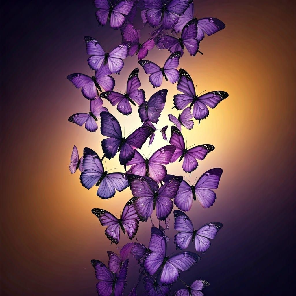 Purple Butterflies in Splash Art Style