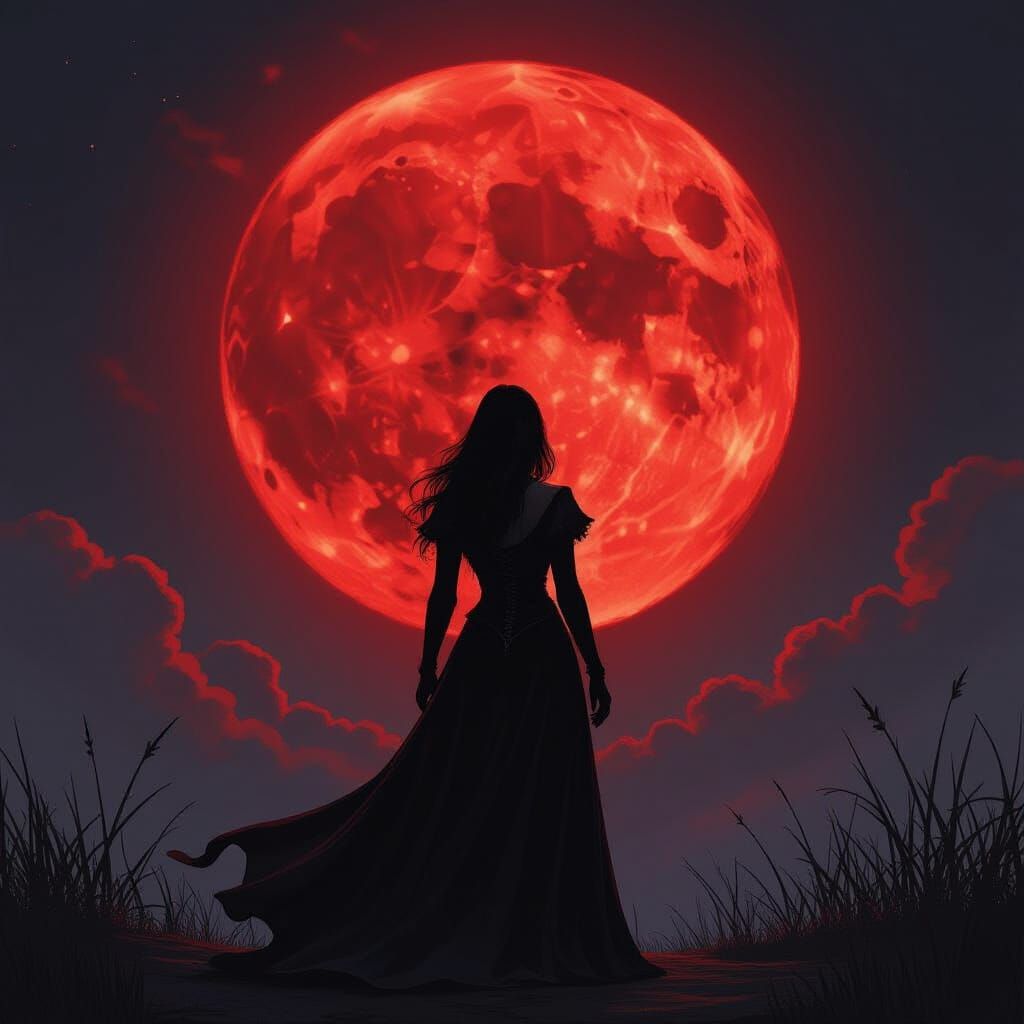 Gothic Vampire in Fantasy Horror Oil Painting