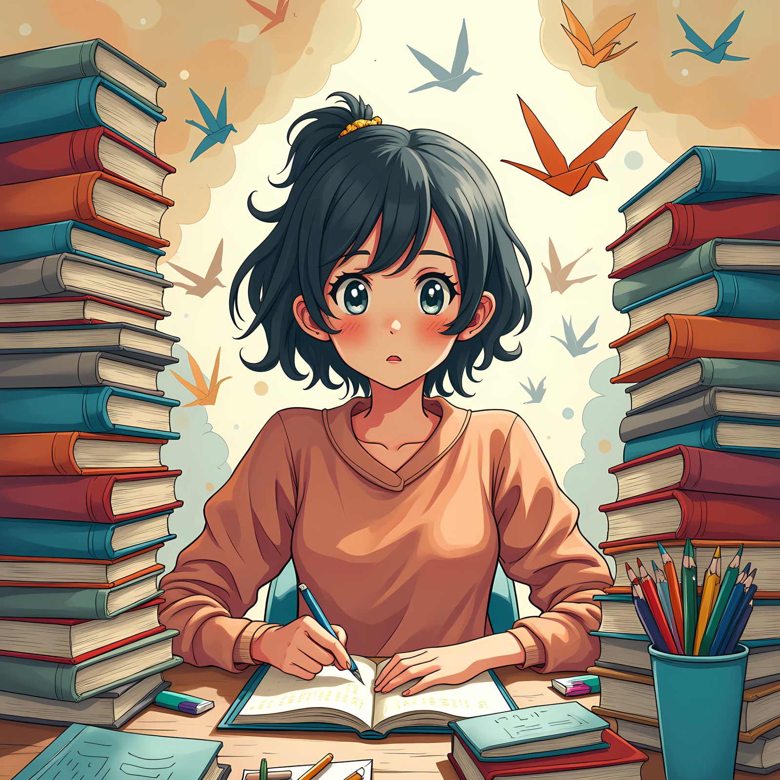 Colorful Anime Book Art