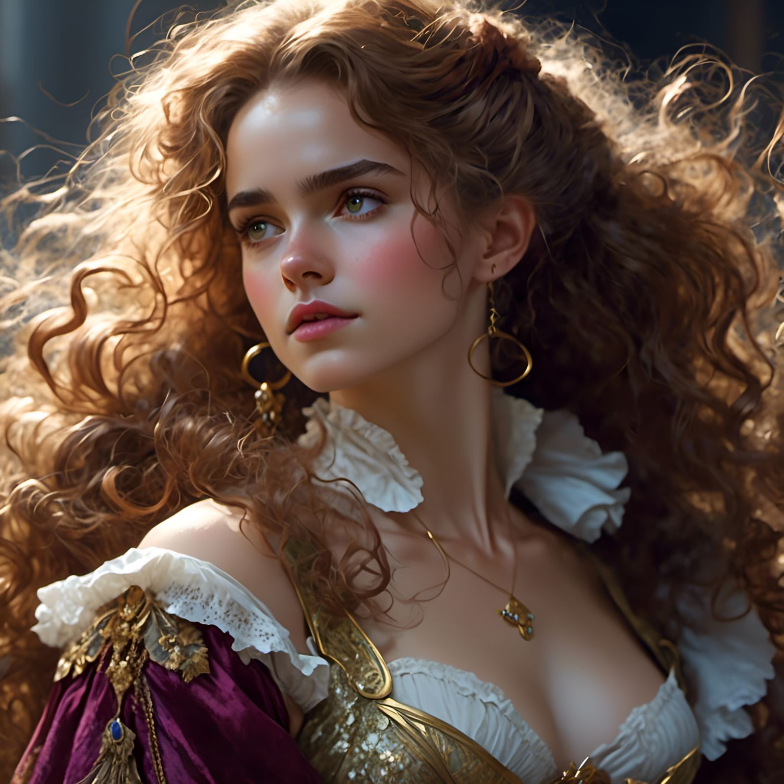 Detailed Rococo Portrait of a Beautiful Woman