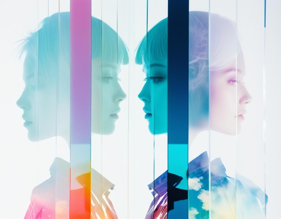 Double Exposure Split Portrait in Soft Colors