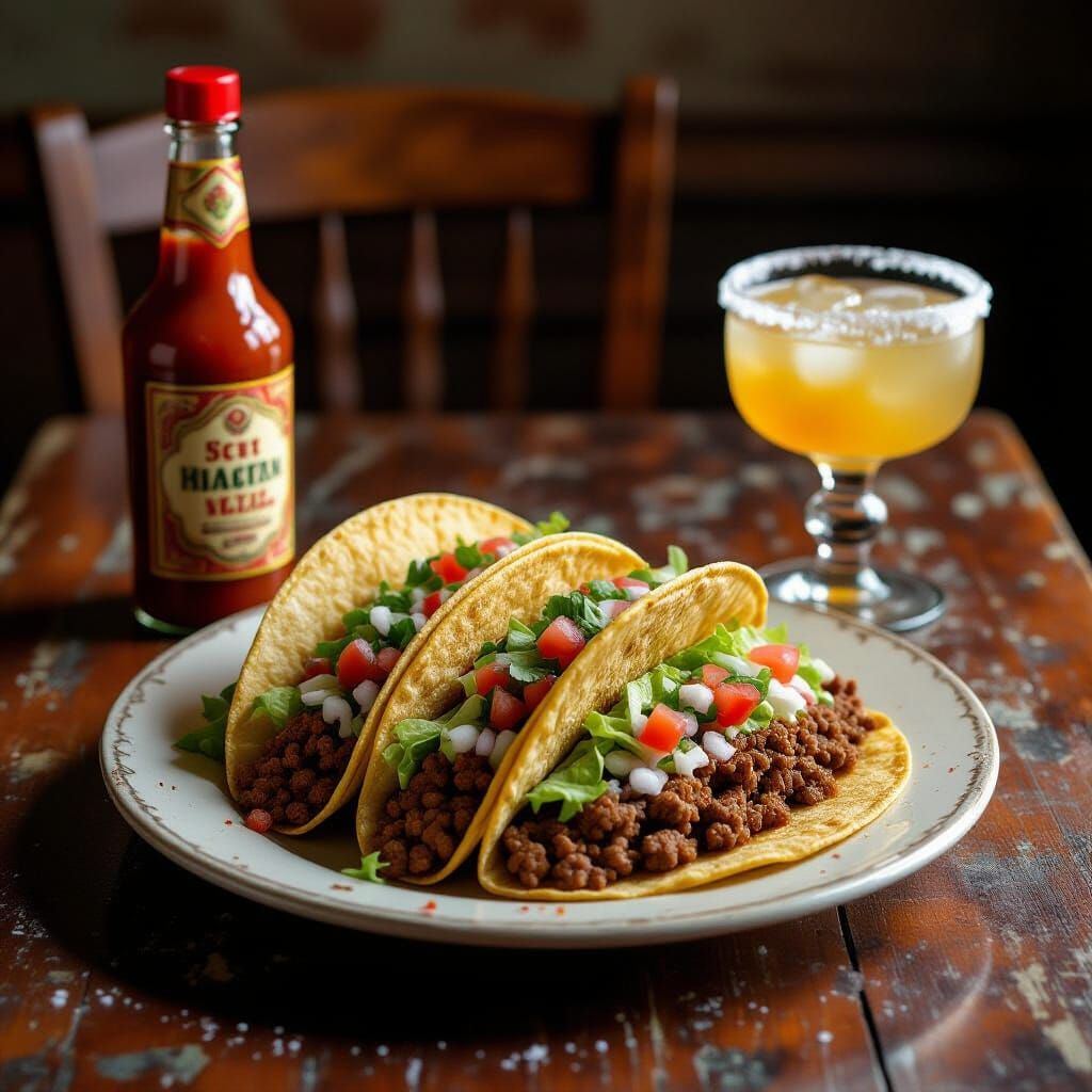 Hyperrealistic Tacos with Margarita Still Life
