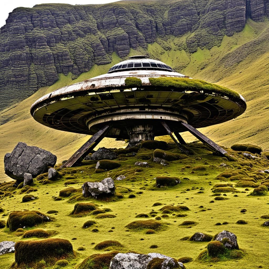 Crashed UFO Halfway into Mountain