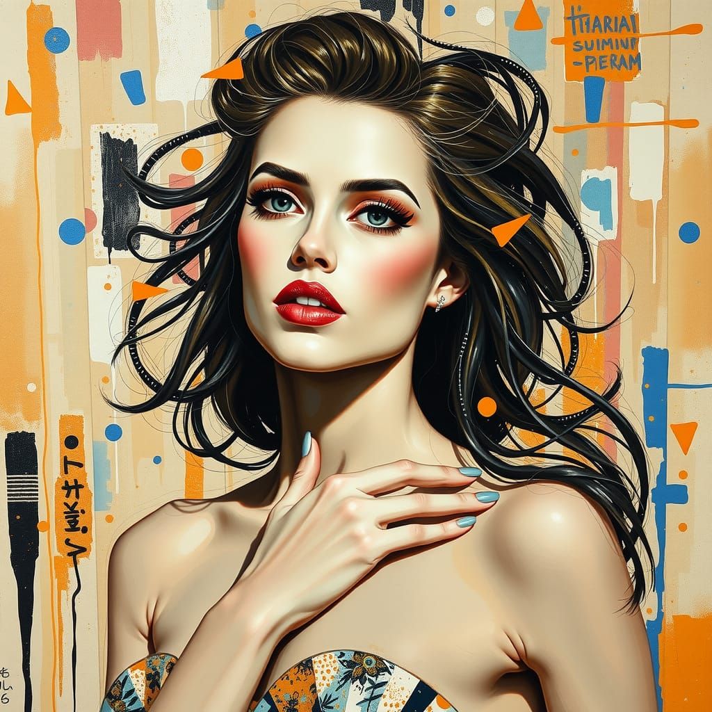 Abstract Supermodel Squadron in Shimmering Elegance