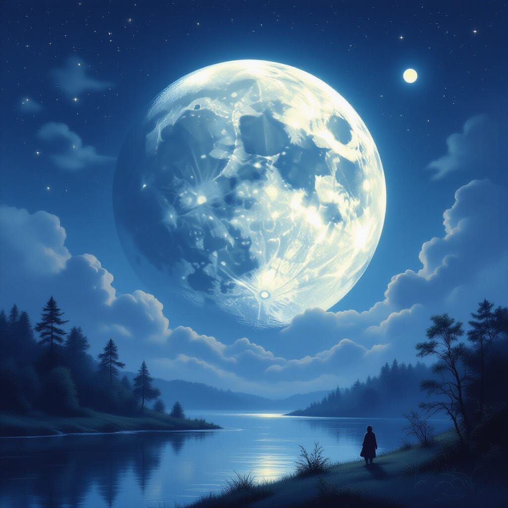 Ethereal Moonlit Planet in Hyperdetailed Fantasy Style