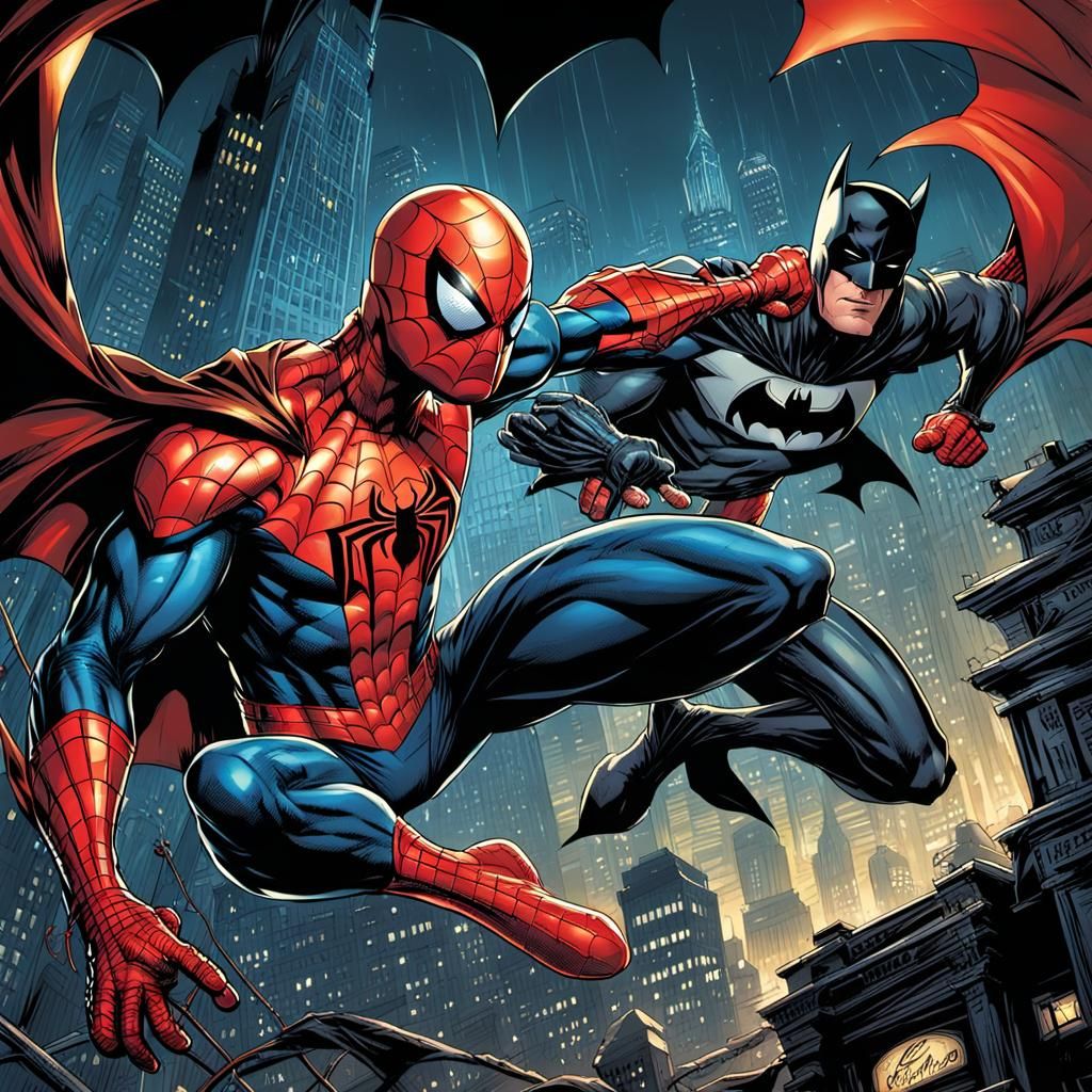 Spider-Man vs. Batman Comic Book Art