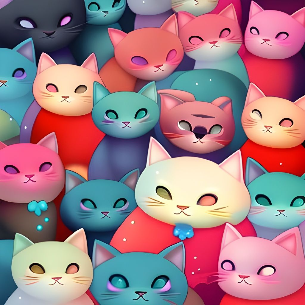 Cute Anime Cats Cuddling in Pastel Colors