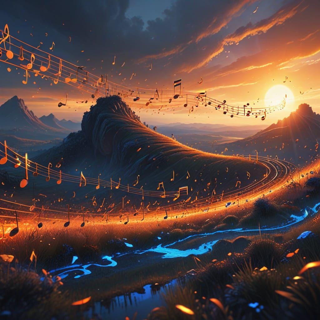 Musical Horizon: A Fantastical Oil Painting