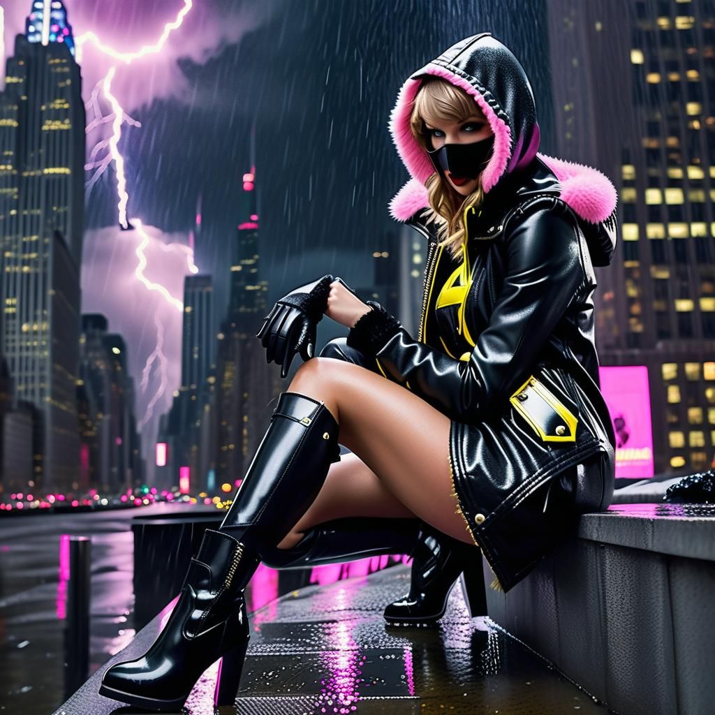 Lethal Assassin in High-Tech Mask, Cinematic Action Shot