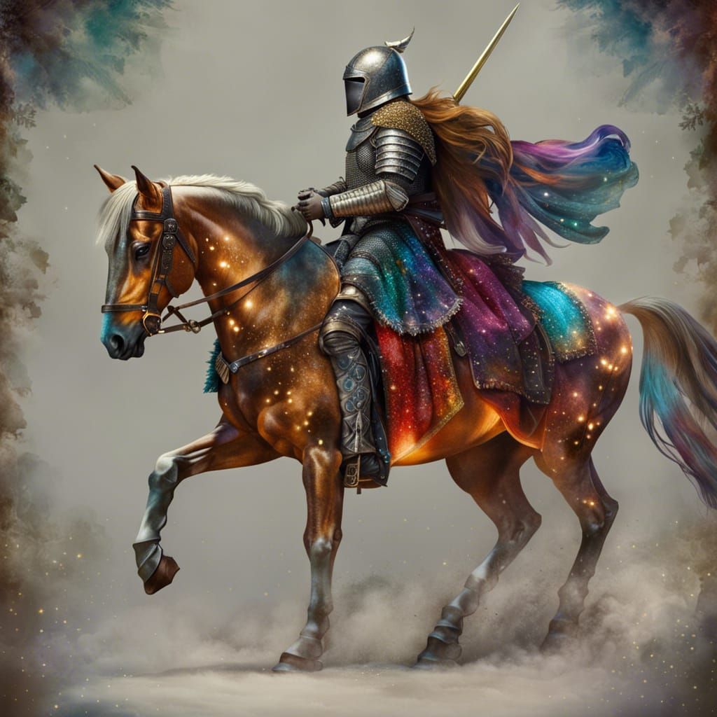 Medieval Knight on Horseback in Fantasy Style