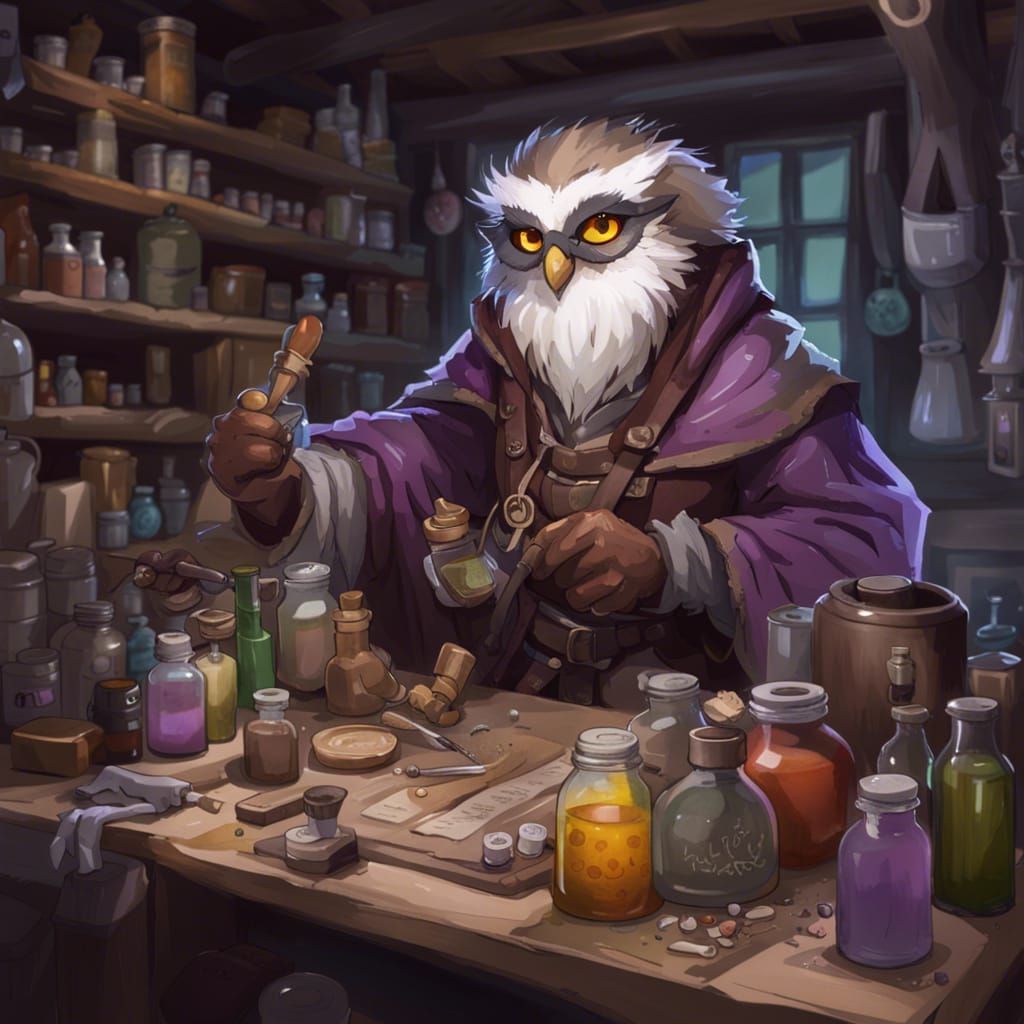 Owlin Alchemist Artificer Anime Style