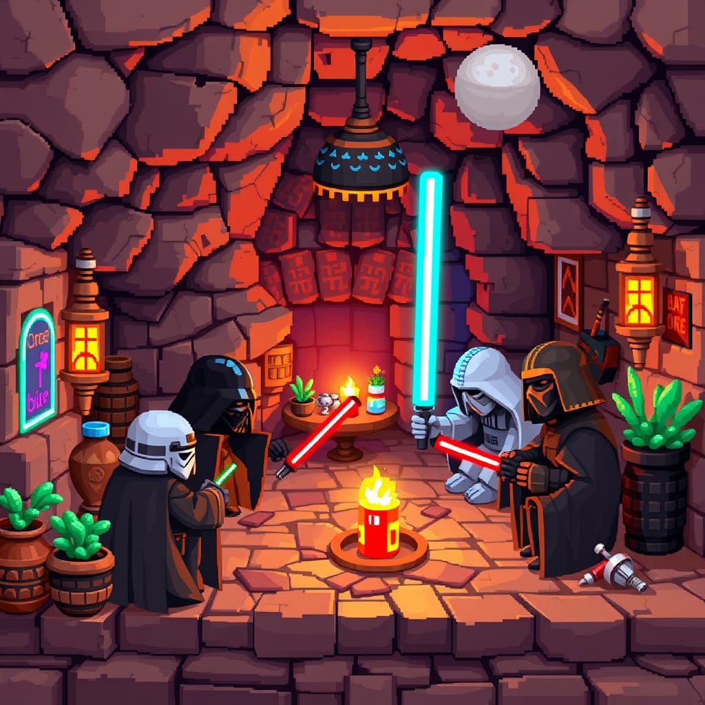 Star Wars Tatooine Tavern in 3D Pixel Art