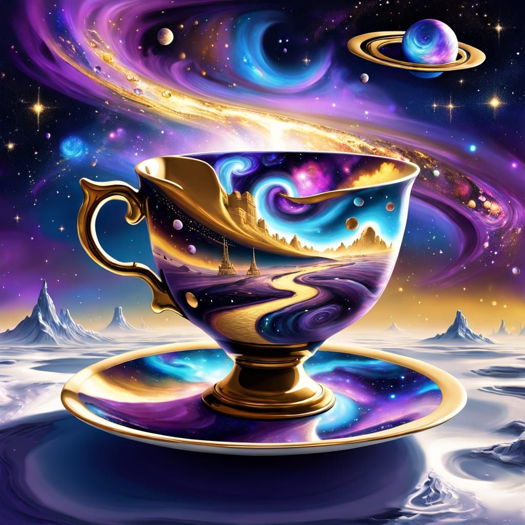 A "Giant" Teacup drifting in space,