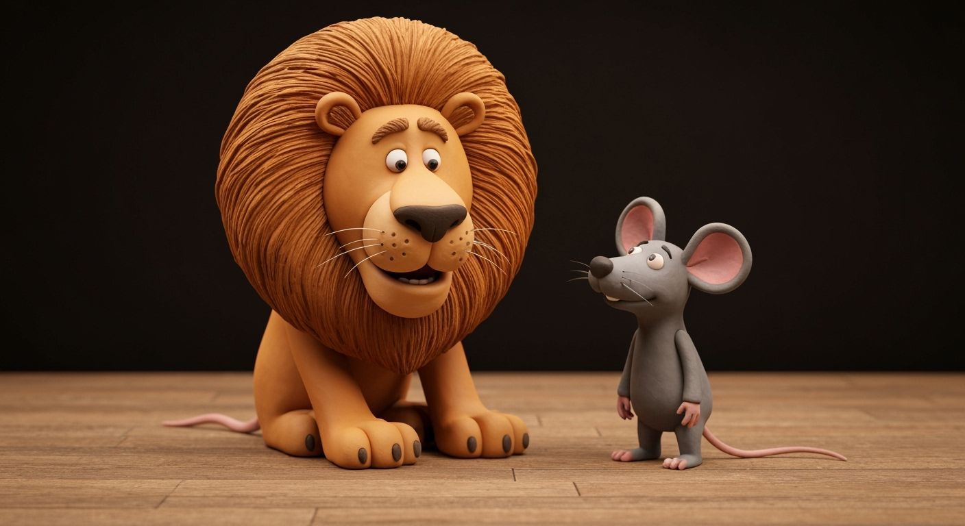 Claymation Lion and Mouse Share Friendship