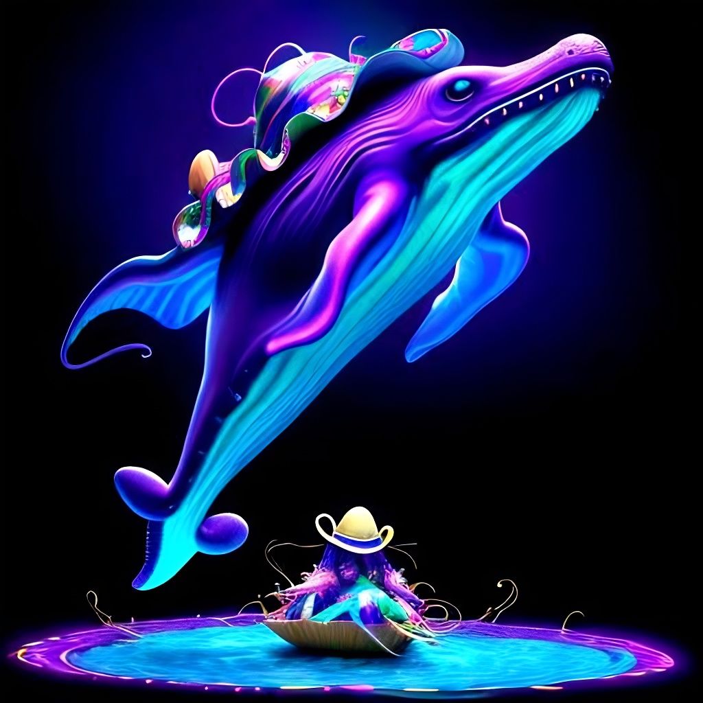 Psychedelic Cosmic Whale in a Sea of Food
