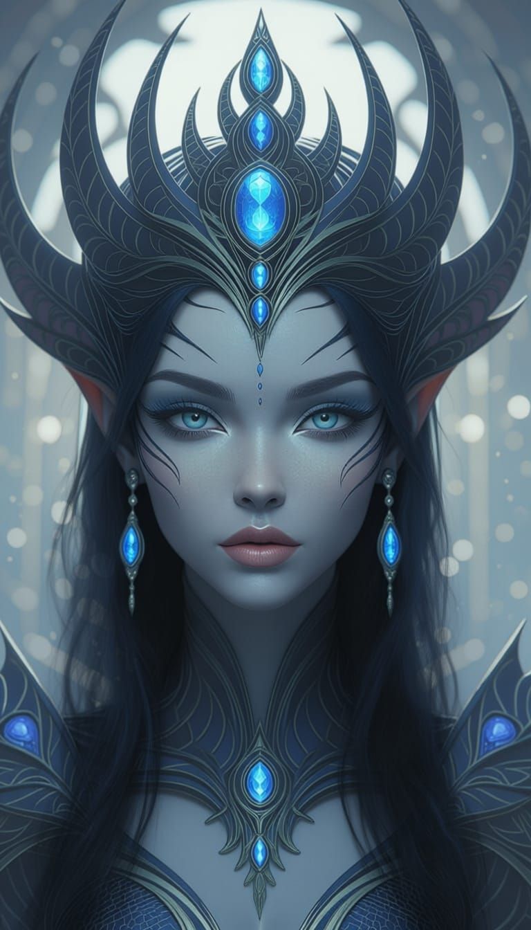 Alien Princess Portrait in Dynamic Lighting