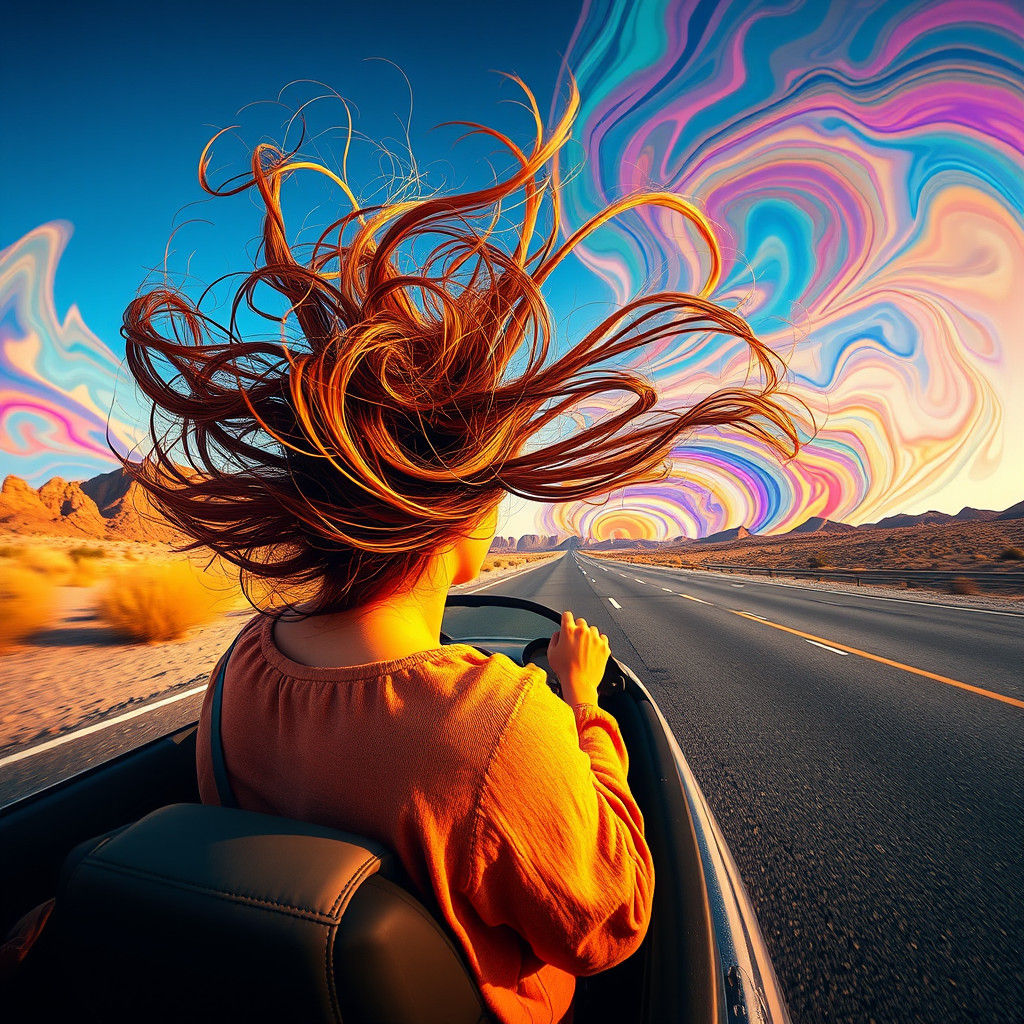 Desert Highway Dreamscape in Surrealist Style