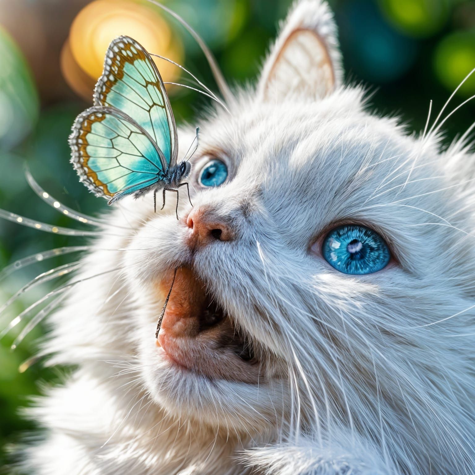 Butterfly on kitten's nose