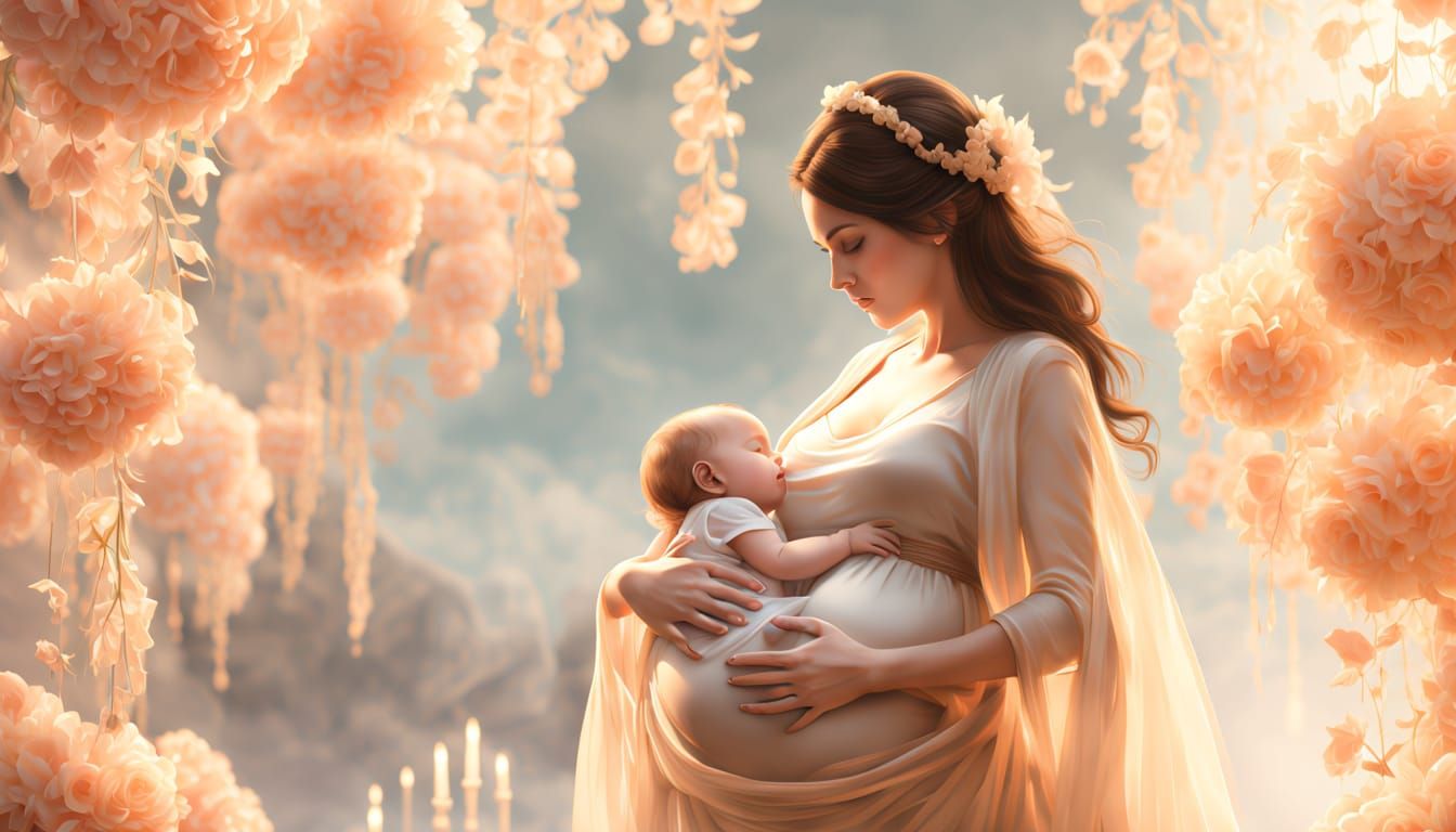 Maternal Bliss in Anime-Inspired 3D Art