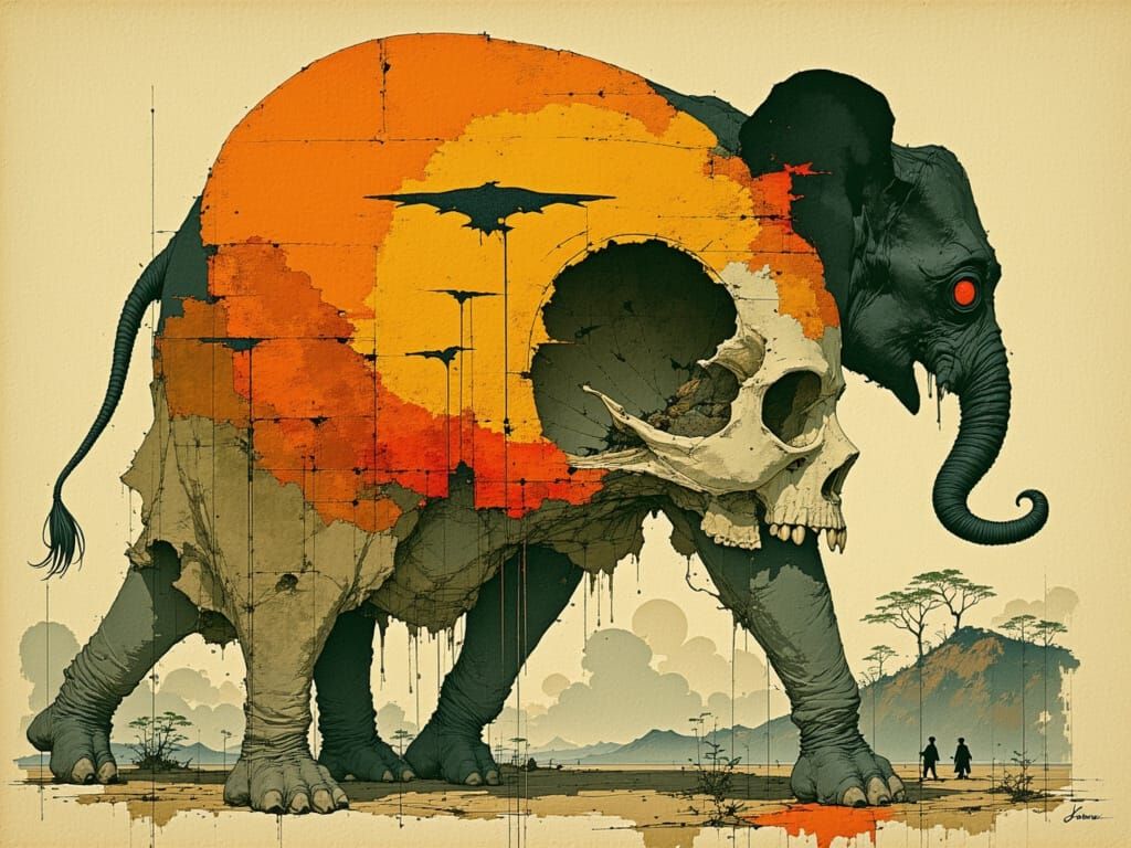 Brutal 1950s India: Elephant Lobotomy in Gouache