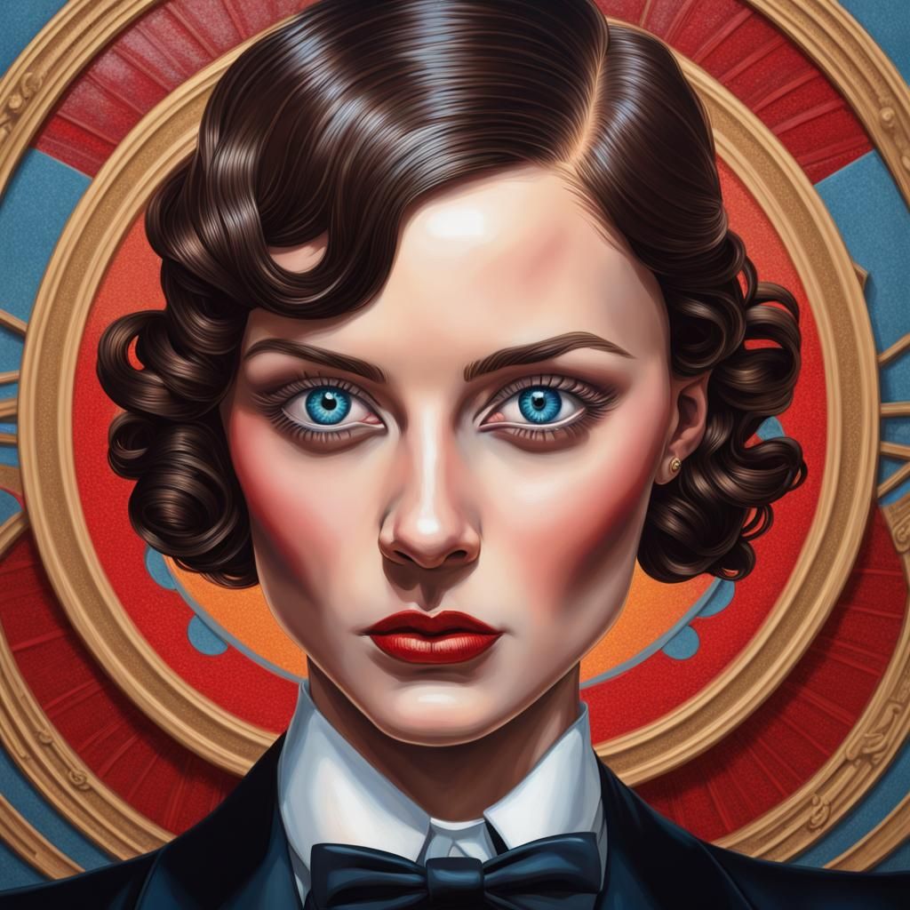 Art Deco Woman in Tuxedo with Monocle