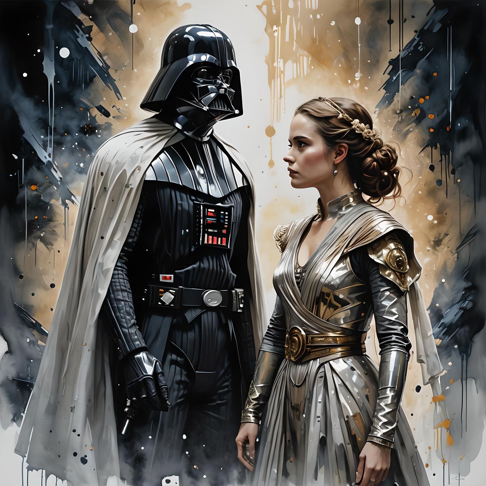 Darth Vader and Padme: a Photorealistic Portrait