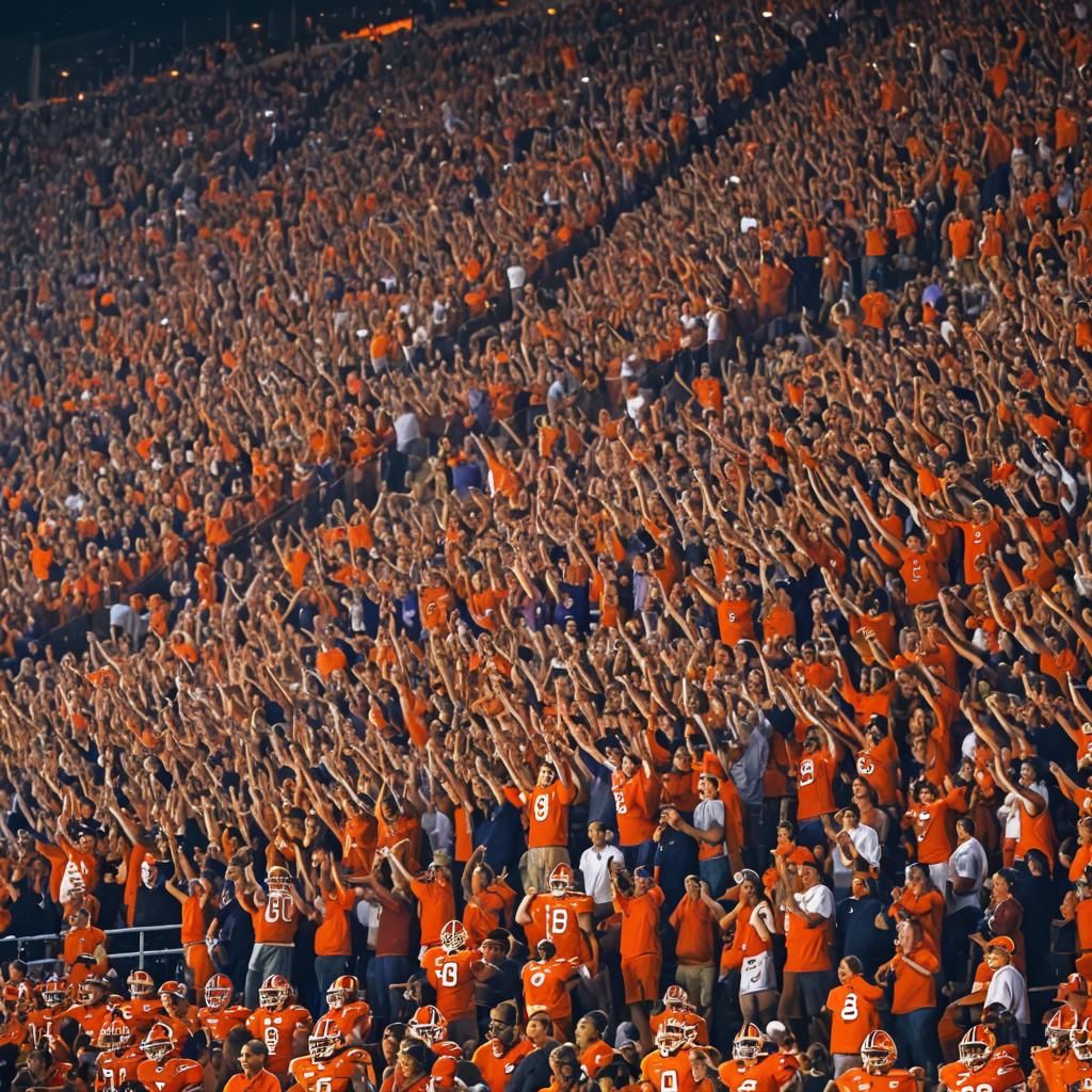 Clemson Tigers Stadium at Night: Hyperrealistic Photography
