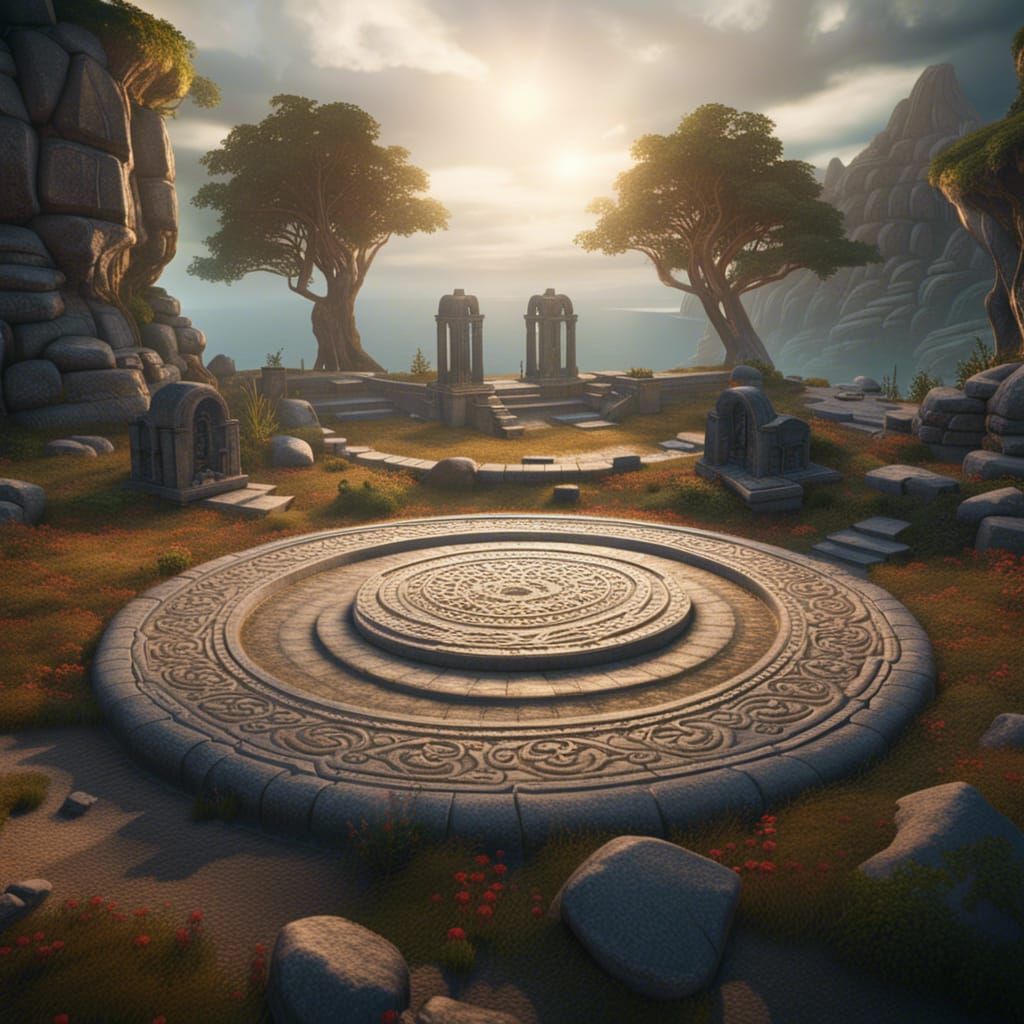 Ancient Stone Circle in Fantasy Landscape