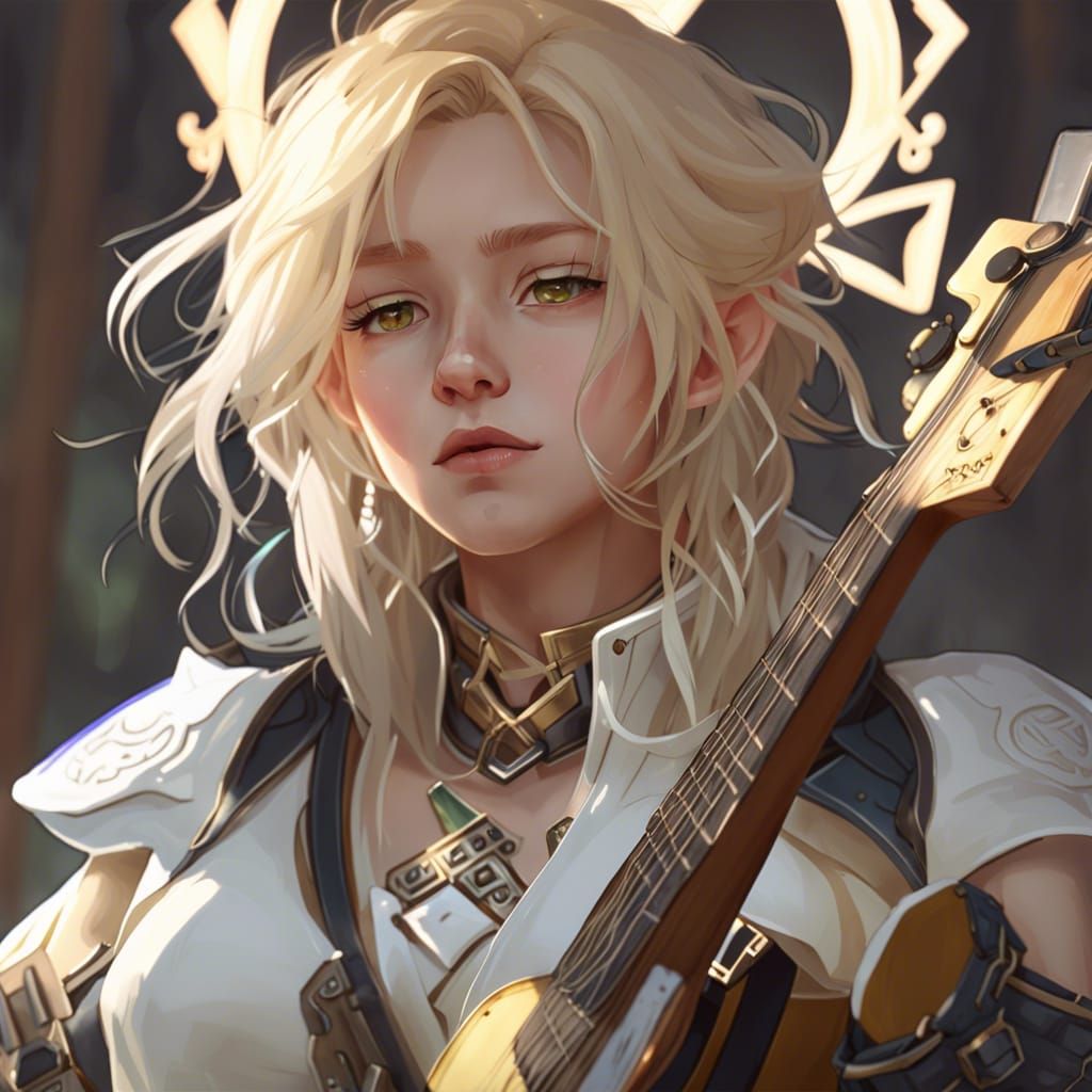 Fantasy Bard Character Art in Anime Style