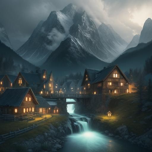 Dreamlike Village: Binary Code Meets Nature