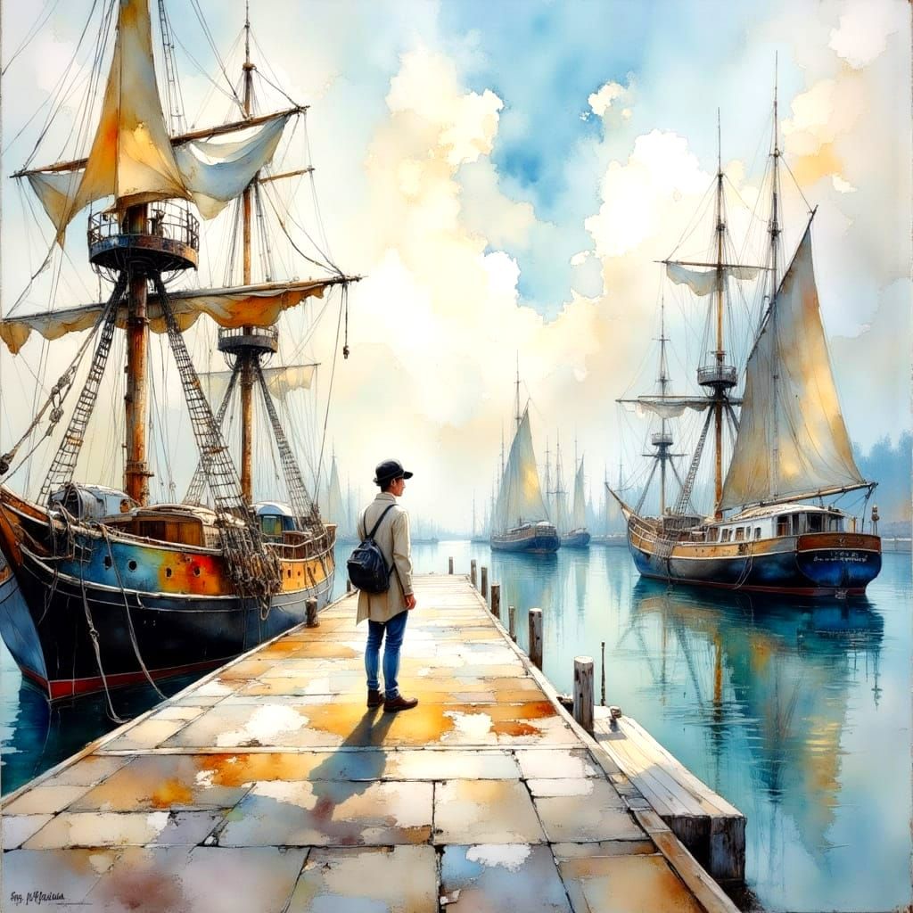 Painterly Ships Awash in Words: Impasto Oil Painting