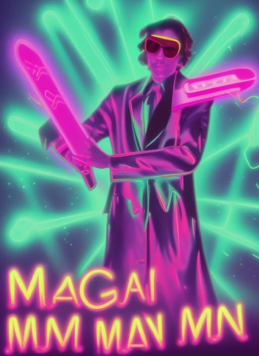 Magic Man in Synthwave Neon Retro Style