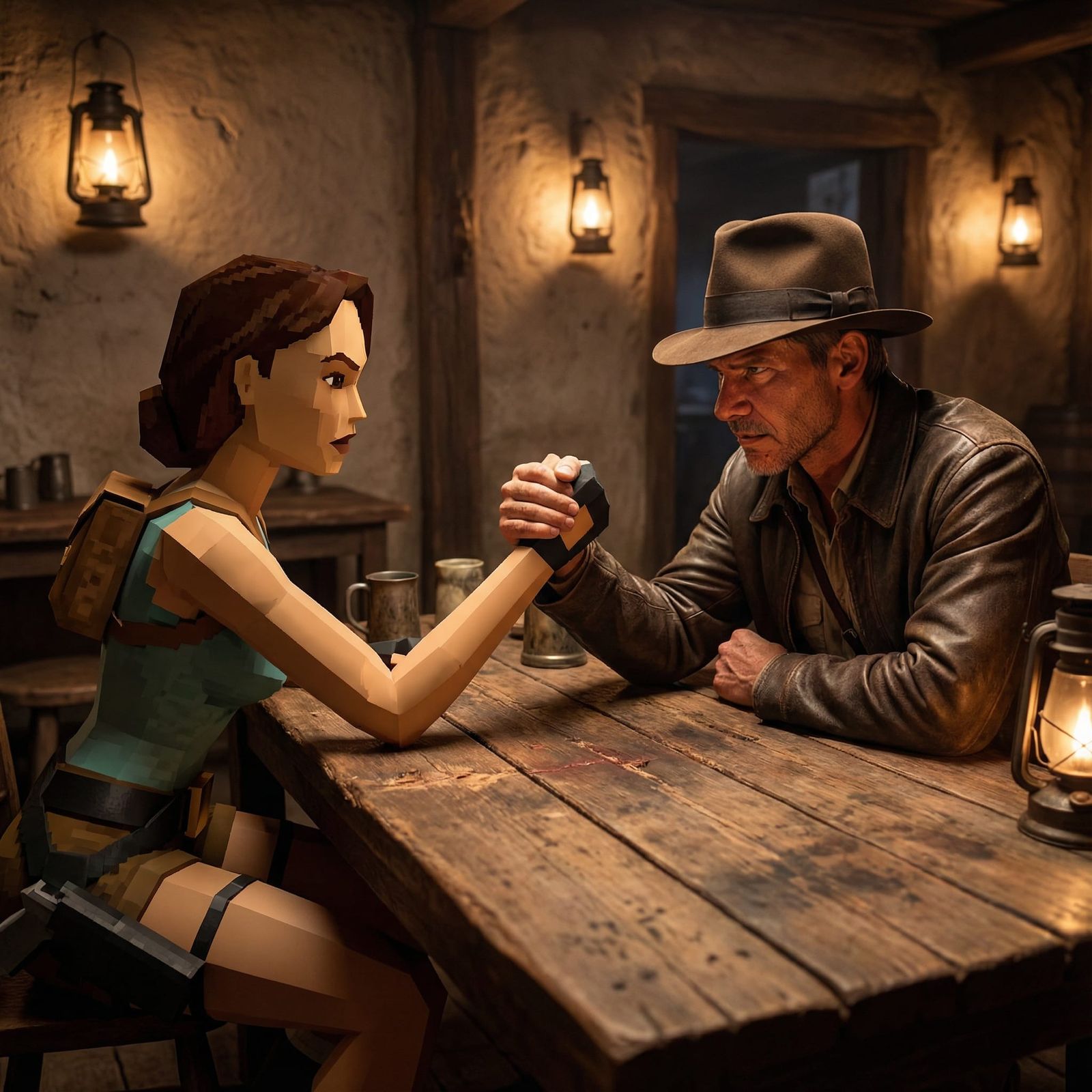 Lara Croft vs Indiana Jones PS1 vs Photoreal