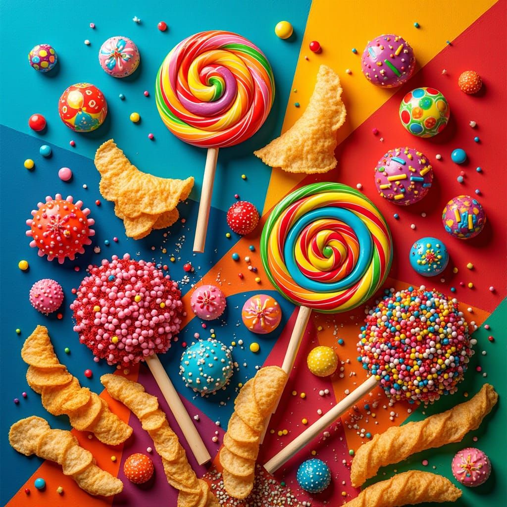 Playful Snacks in Pop Art Style