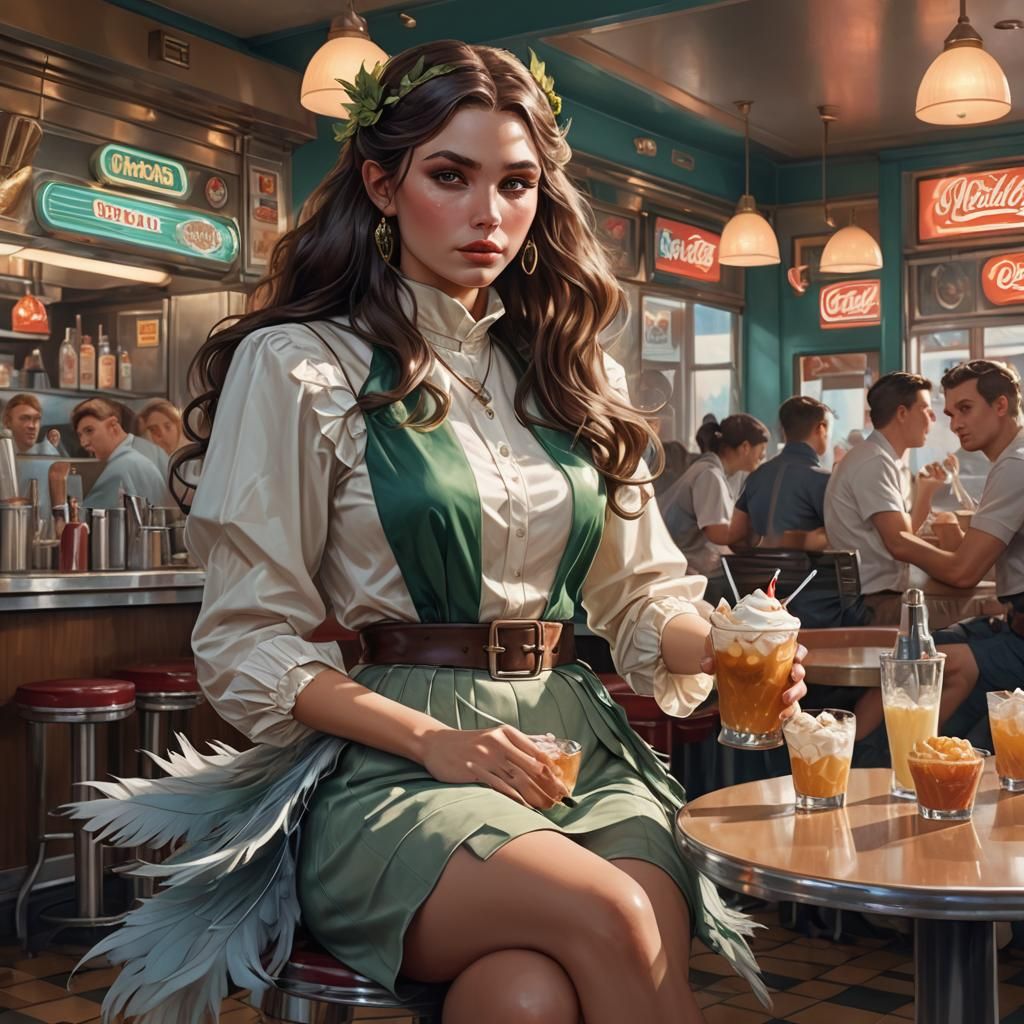 Elf at 50's Diner: Detailed Portrait
