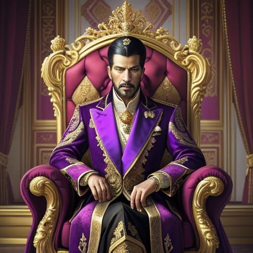 King in Opulent Purple Robes: Digital Art