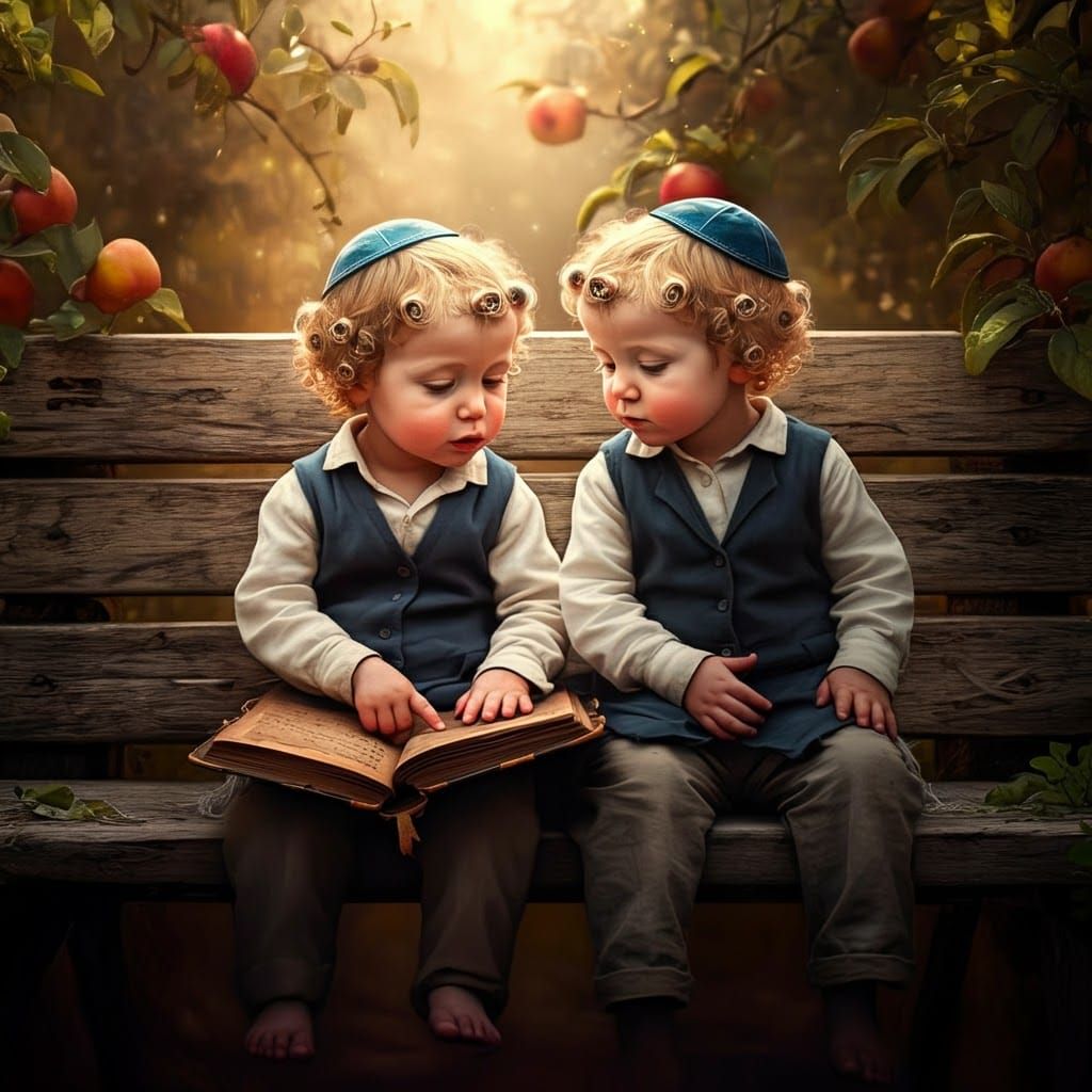 Jewish Children in Orchard, Matte Painting Concept Art