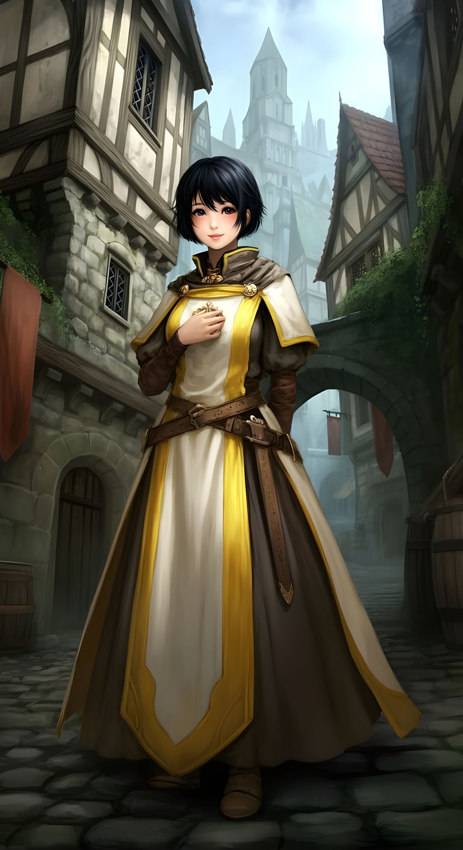 Young Cleric Acolyte in Medieval City