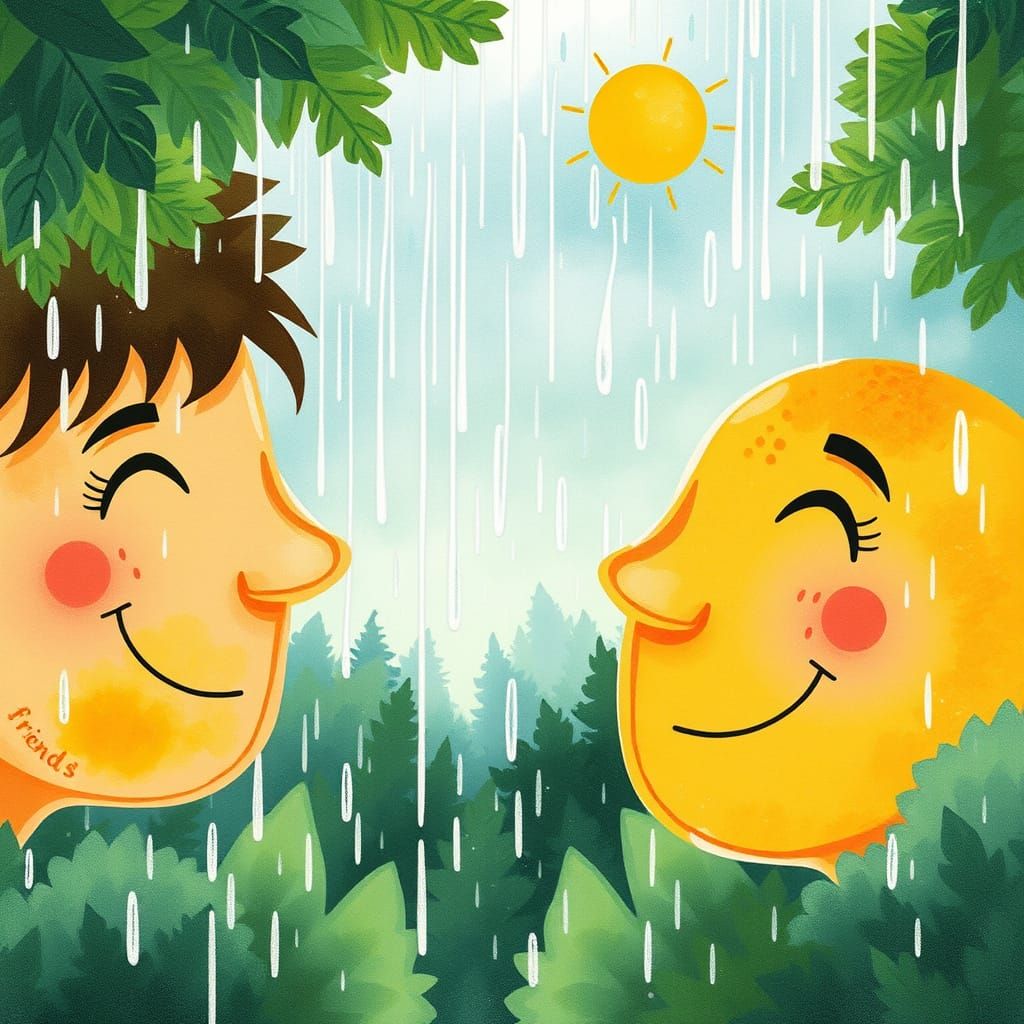 Rain and Sunshine Friends on Smiling Faces