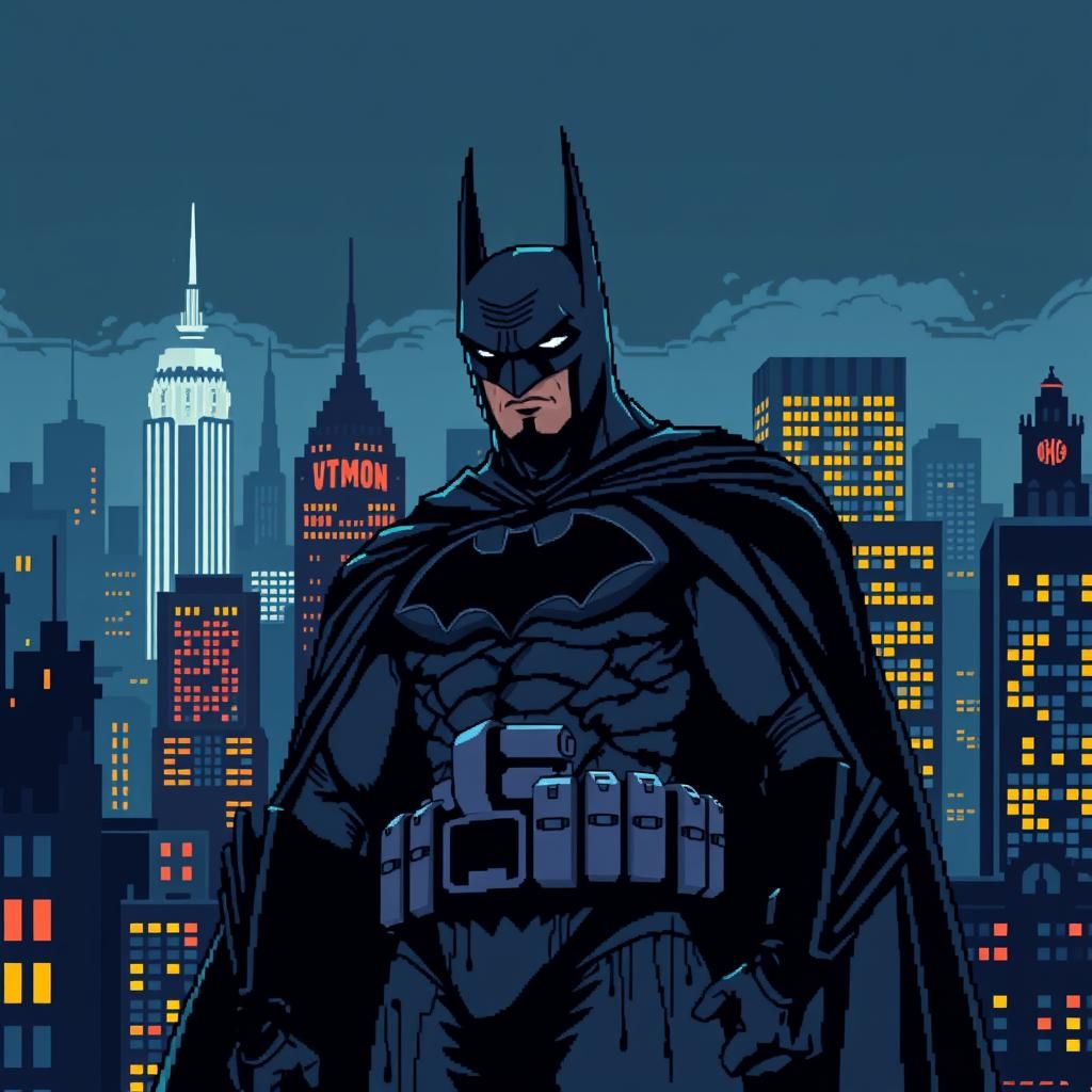 Snes style Batman video game start screen