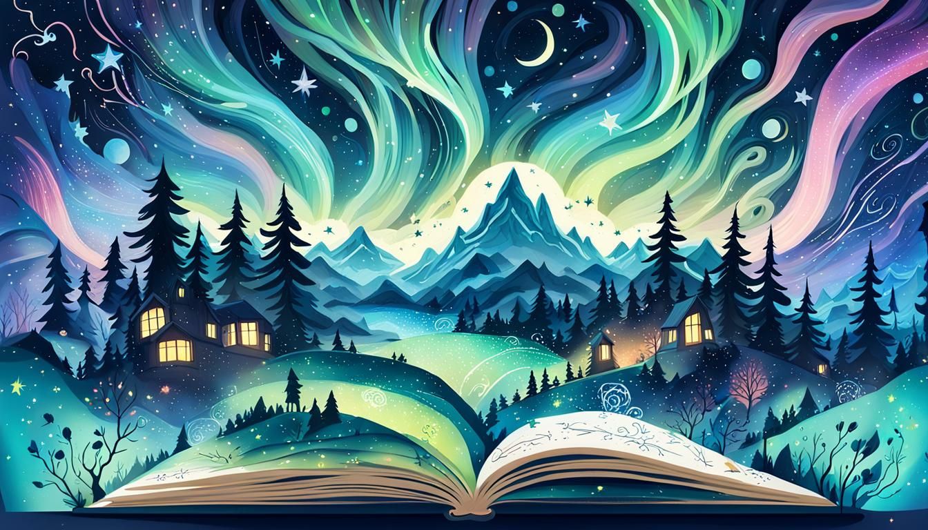 Dreamlike Aurora Borealis Art in Whimsical Style
