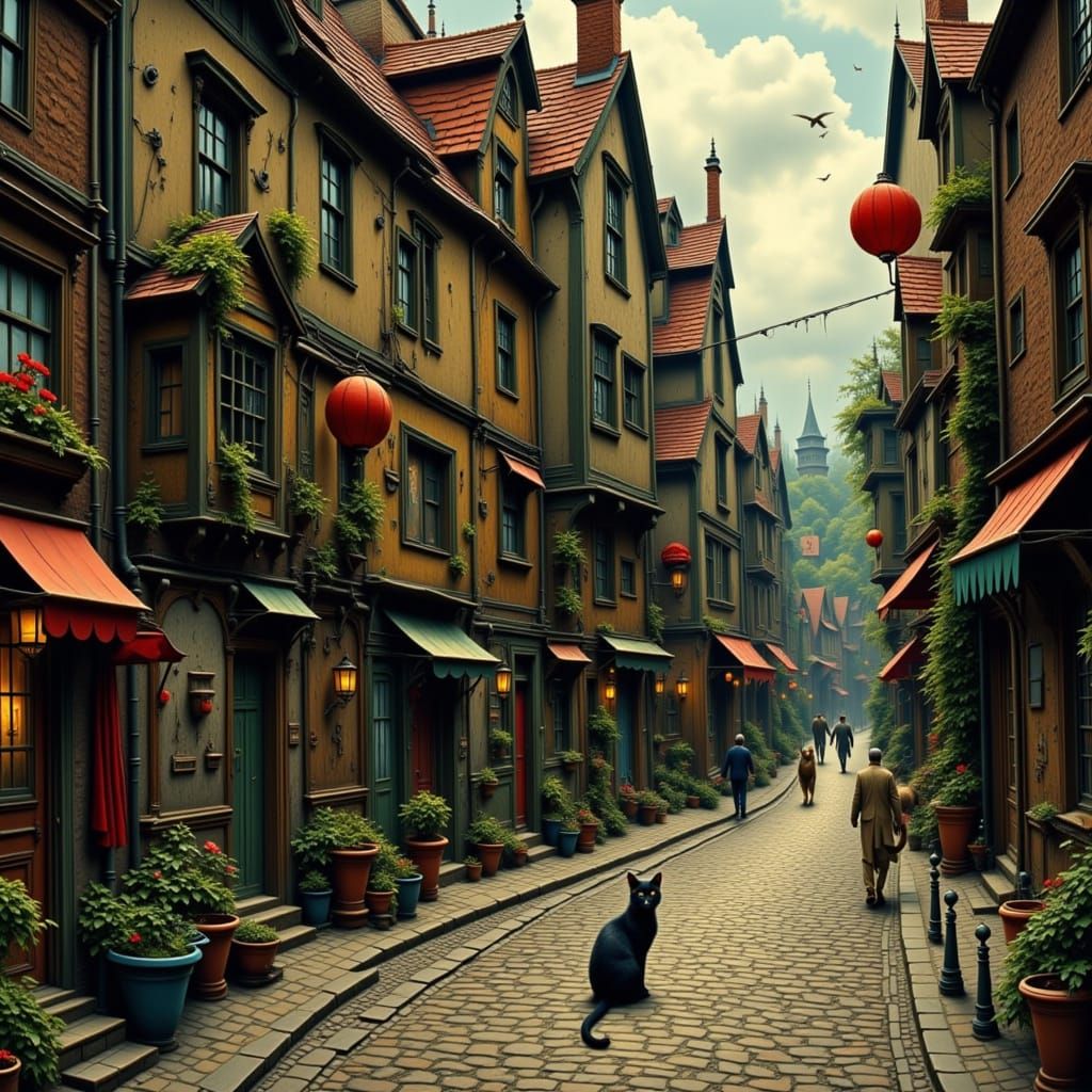 Alley Cat in a Dynamic Cityscape