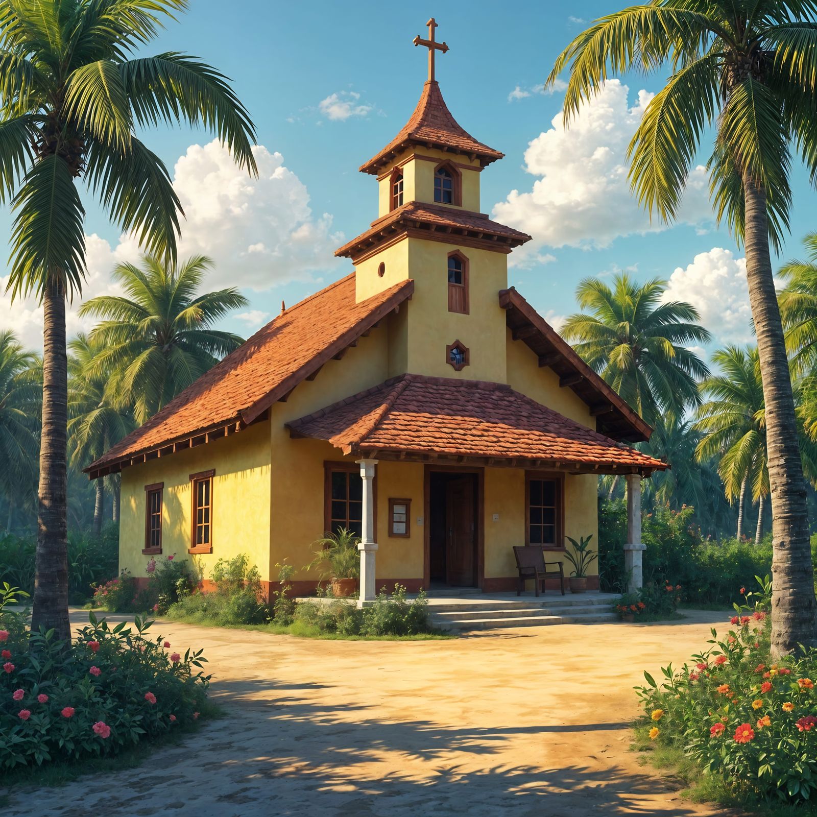 Rustic Belizean Chapel, Digital Art Realistic Impressionism