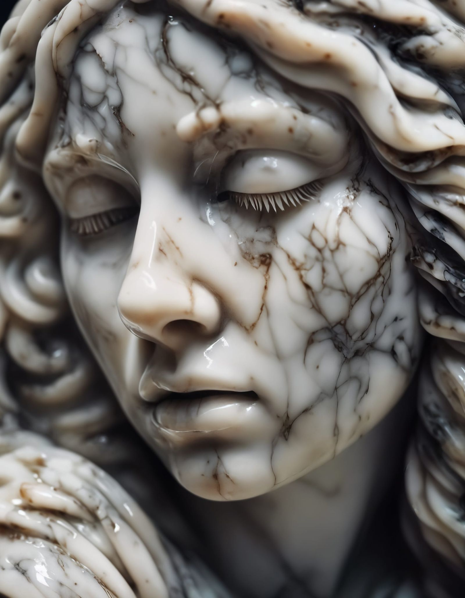 Marble Statue of Crying Woman in Bernini Style