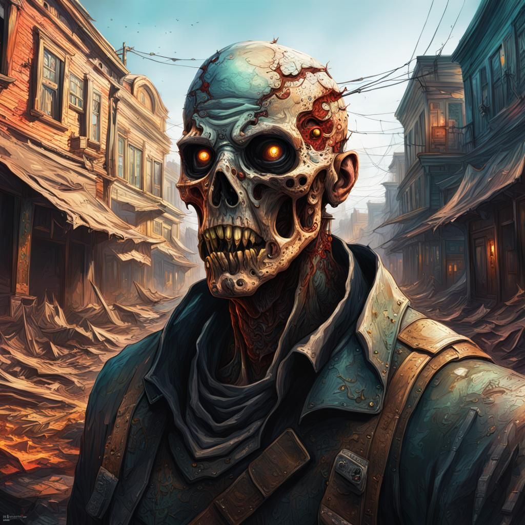 Apocalyptic Plague Town in Hyperrealistic Style