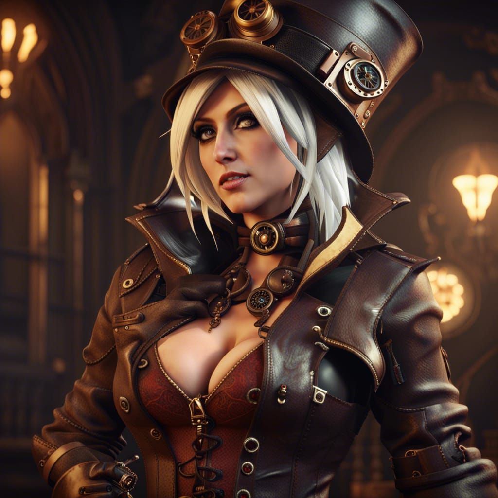 Steampunk Vampire Jessica Nigri in 3D Cinematic Style
