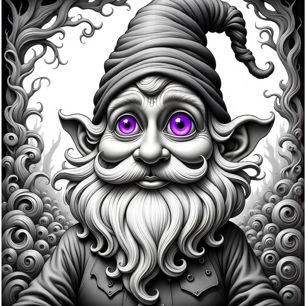 Gnome Portrait in Art Nouveau Style